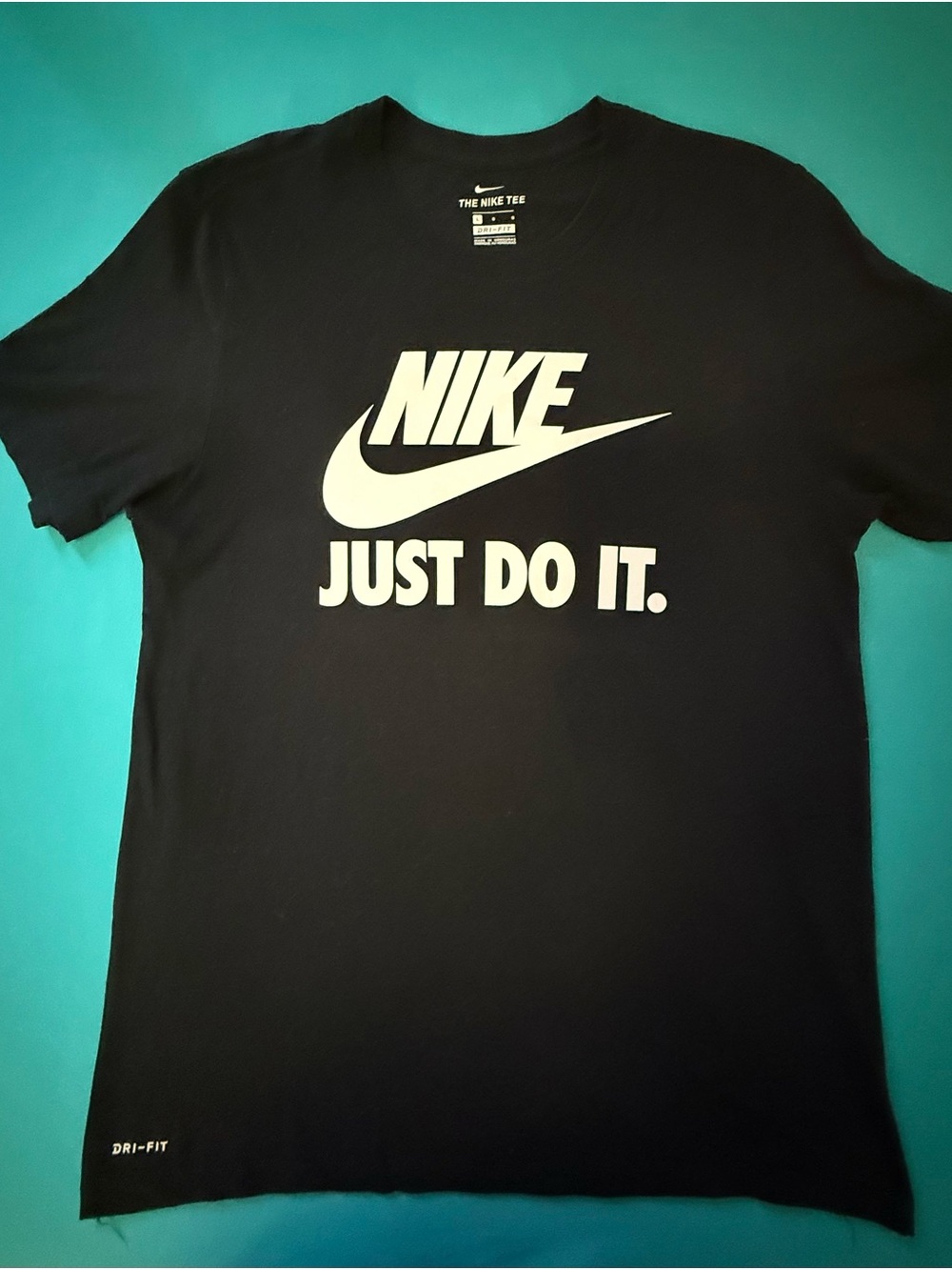 Nike Black Short-Sleeve Tee with White 'Just Do It.' Logo